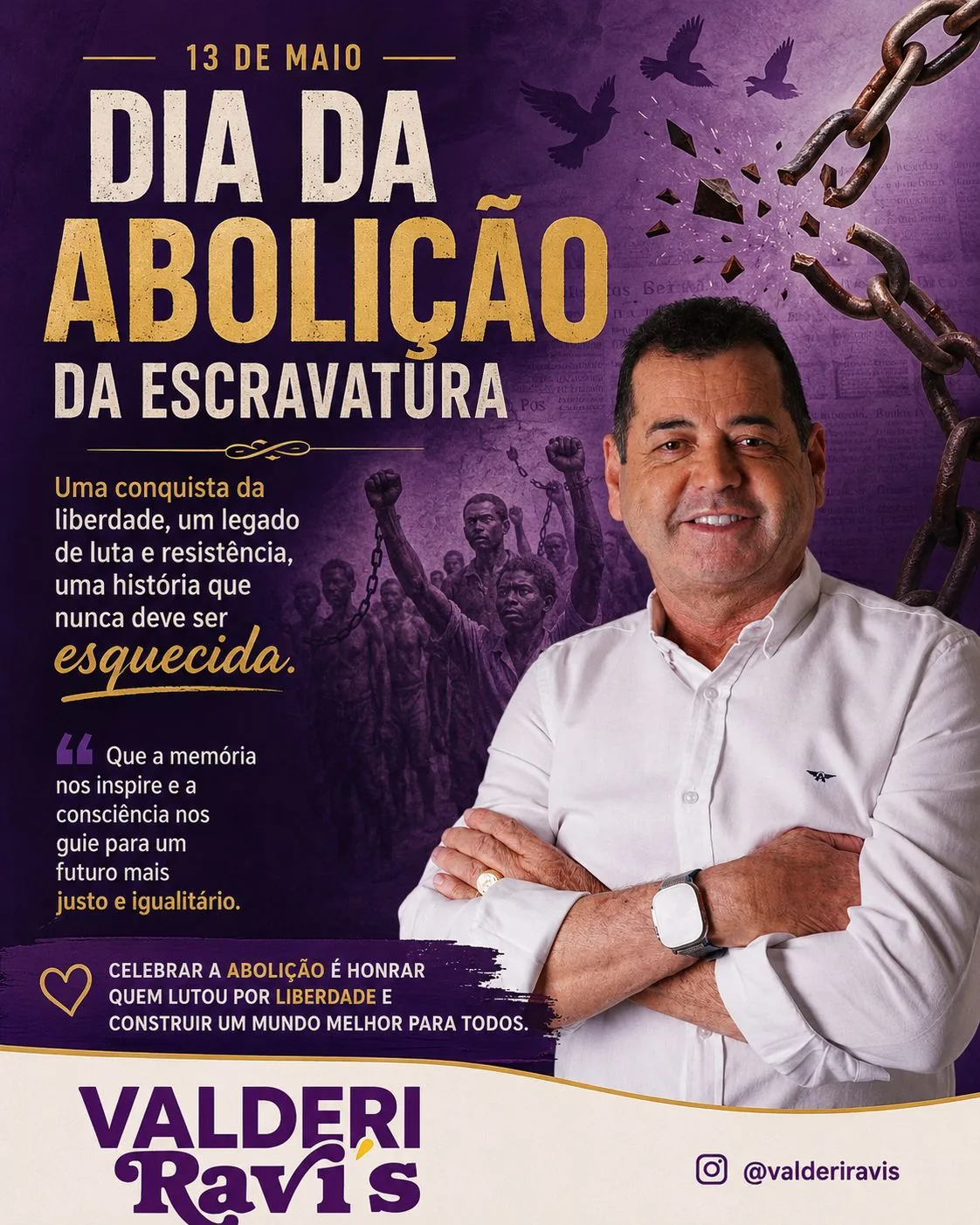Arte de Valderi Ravis para o Dia da Abolição da Escravatura