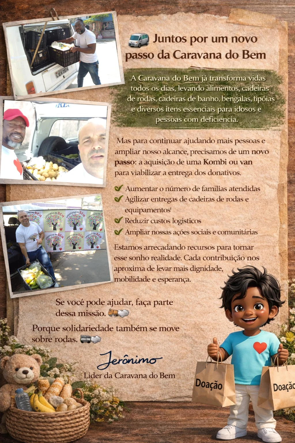 Campanha da Caravana do Bem para aquisição de Kombi ou van