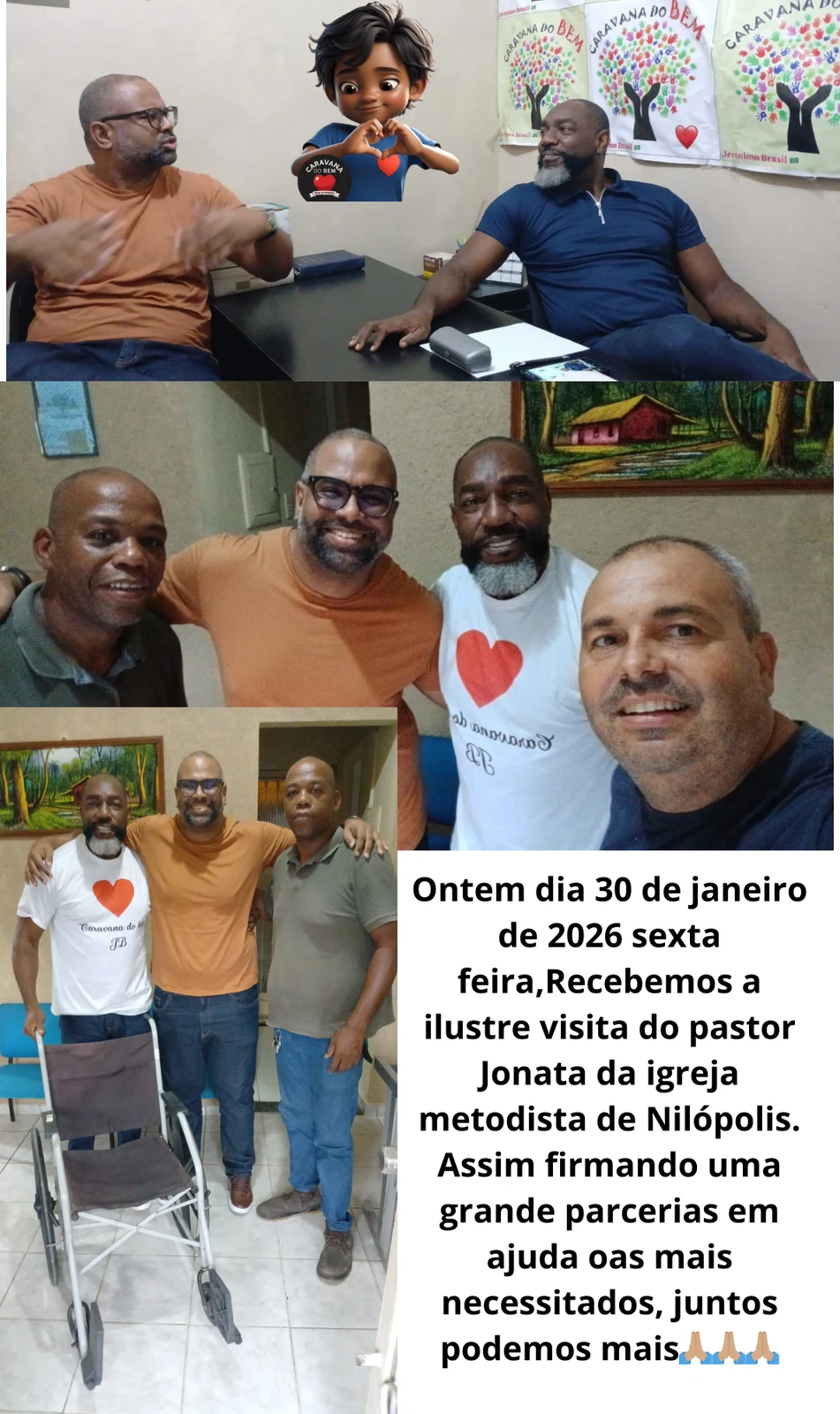 Visita do pastor Jonata e parceria com a Caravana do Bem