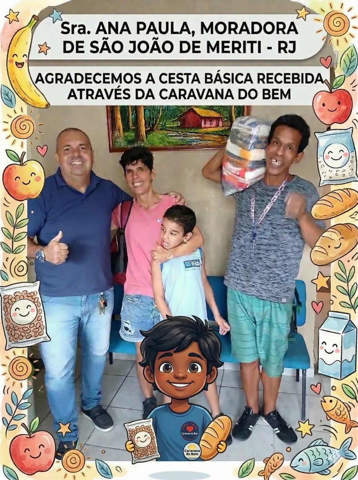 Entrega de cesta básica pela Caravana do Bem