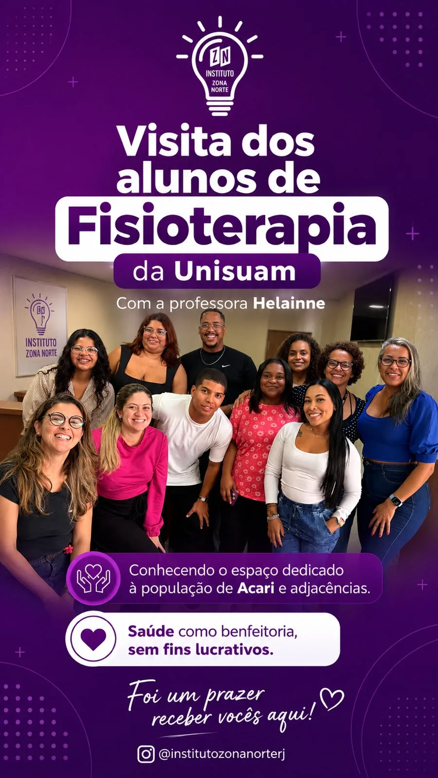 Visita dos alunos de Fisioterapia da Unisuam ao Instituto Zona Norte
